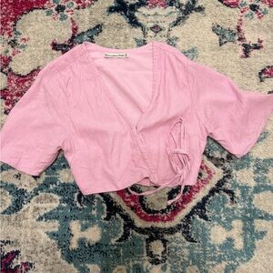 Abercrombie & Fitch Light Pink Wrap Blouse